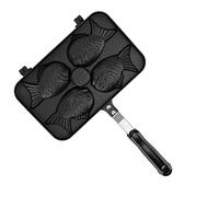 Taiyaki Fish Shape Cake Pan, Double Sided Non Stick Waffle Cake Maker Pan, Cake Pan Bread Waffle Maker with Long Handle and 4 Grids for Home DIY Cooking Party