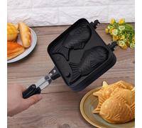 Taiyaki Fish Waffle Maker - 18x14x3.5cm Japanese Fish-Shaped Cake Pan Machine | Non-Stick Hot Cake Maker For Custard Butter Cream Cheese, Home Cooking Dessert Iron