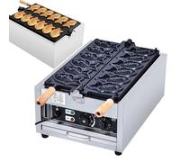 Taiyaki Fish Waffle Maker, 3000W Electric Non-Stick Waffle Iron for Commercial Use, 6 Pcs Party and Cafe Essential Kitchen Appliance