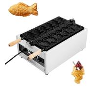 Taiyaki Fish Waffle Maker, Stainless Steel Electric Waffle Maker with Non-stick Plates, Adjustable Temperature Timer for Home, Cafes, Restaurants, Snack Booths