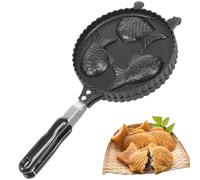 Taiyaki Pan Maker Non Stick Double Sided Fish Shaped Cake Pan Bakeware with Long Handle Aluminium Alloy Waffle Iron Baking Mold Pancake Mould for Home DIY Cooking Party Dessert Camping(B)