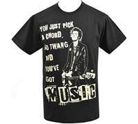 TAIYANG Mens Punk T-Shirt Sid Vicious 1977 Punk Rocker Guitar Twang Music Black L