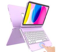 TaIYanG Touch for iPad A16/10th Case with Keyboard (11" 2025, & 10.9" 2022) - Multi-Touch Trackpad, 360° Rotatable, Thin & Light, with Pencil Holder for iPad (A16) 11th/10th Gen, Purple