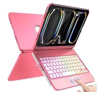 TaIYanG Touch iPad Pro 11 inch case with Keyboard (M5/M4, 2025/2024), 360° Rotatable, 7-Color Backlit with Multi-Touch Trackpad Keyboard Case for iPad Pro 11 Inch, Watermelon Red