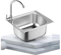 TAIYANYU Small Kitchen Sink, Single Bowl Stainless Steel Sink for Undermount and Flushmount Intallation Reversible Drainer with Waste Pipes Clips (Color : Silver, Size : A(37x32cm)