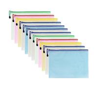 Taiyeestar 12PCS A4 Plastic Zip Wallets, A4 File Zip Bags, Zip Pouches, Document Wallet File Zipper Bags, Plastic Wallets Foldersfor School Office/Homework/Travel