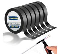 Taiyeestar 6 Pack Black Electrical Tape, 15mm x 20m Black Tape Strong, PVC Insulation Tape Electrical, Electric Tape for Insulating, Repairing and Protecting Electrical Wires