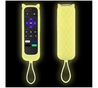 Taiyiluo 1PC Remote Controls Cover fits for Onn Roku | Westinghouse Roku TV | TCL Hisense Silicone Protective Controller Sleeve Universal for Roku Remote Cover with Ttracker Glow Yellow
