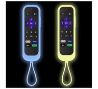 Taiyiluo 2Pack Silicone Protective Controller Sleeve for Onn Roku Remote Express 4K+ Hisense Roku TV Remote Cover with Tracker fits Sharp Roku TV,Glow in The Dark