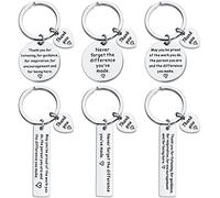 Taiyin 12 Pieces Thank You Gifts Appreciation Keychain Make a Difference Keychain Inspirational Stainless Steel Keyrings, Silver