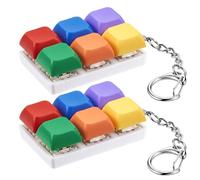 Taiyin 2 pcs Keyboard Toy Clicker Keyboard Fidget Keychain Decompression Toys Button Stress Relief Gifts for Adult to Relief Stress Pass the Time(Rainbow Color,Six Keys)
