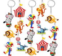 Taiyin 30 Pcs Circus Party Favors Ninja Clown Animals Pirate Themed Keychain for Carnival Birthday Party Supplies(Circus)