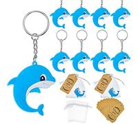 Taiyin 30 Sets Dolphin Party Favors Keychains Set with Dolphin Keychains for Kids Organza Bags Thank Kraft Tags for Under the Sea Birthday Party Supplies Baby Shower Return Gifts