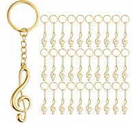 Taiyin 30 Sets Music Note Keychains Gift Set with Organza Bags, Metal g Clef Trinkets for Wedding Party Favors Decors (Gold)