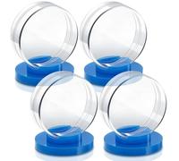 Taiyin 4 Pieces Clear Shell Base Puck Holder Acrylic Hockey Puck Display Case Hockey Display Stand (Blue)