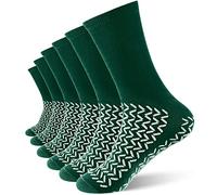 Taiyin 6 Pair Double Sided Tread Non Slip Socks Hospital Socks Slip Stopping Safety Fall Prevention for Bariatric, Green, L