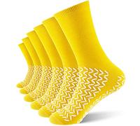 Taiyin 6 Pair Double Sided Tread Non Slip Socks Safety Socks Slip Stopping Safety Fall Prevention for Bariatric, Yellow, XL