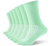 Taiyin 6 Pair Double Sided Tread Non Slip Socks Safety Socks Slip Stopping Safety Fall Prevention for Bariatric, Light Green, X-Large