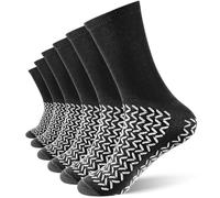 Taiyin 6 Pair Double Sided Tread Non Slip Socks Safety Socks Slip Stopping Safety Fall Prevention for Bariatric, Black, XX-Large