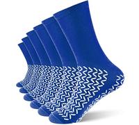 Taiyin 6 Pair Double Sided Tread Non Slip Socks Safety Socks Slip Stopping Safety Fall Prevention for Bariatric, Blue, 3X-Large