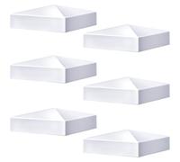 Taiyin 6 Pcs Pyramid White PVC Vinyl Post Top Caps, Fence and Deck Post Caps for Vinyl Fence Posts (6 x 6 Inch)