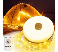 taiyongkang Roll-up Camping Fairy Lights Double Power Source No-Stop Lighting - 10 m USB Rechargeable, Waterproof, Dimmable for Tent, Caravan, Motorhome & Outdoor Use