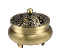 TAIYOU Vintage Brass Incense Burner with a Holder for Incense Sticks Metal Burner with 3 Feet Works for Sticks Cones Mini Incense Holder for Bedroom Aromatherapy Spa Yoga Gift Dragon and Phoenix