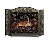 TAIYUESHAN 3 Panel Fireplace Screen Fire Guard, Elegant Leaves Decor Free Standing Spark Guard for Wood and Coal Firing, Easy to Move
