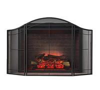 TAIYUESHAN 3 Panel Indoor Fireplace Screen, Wrought Iron Foldable Large Screen Outdoor Metal Decor Mesh Cover for Fireplace and Stove