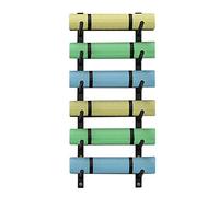 TAIYUESHAN 6 Tier Yoga Mat Holder Wall Shelf, Black Wall Mounted Metal Foam Roller Display Stand, Vertical Hanging Yoga Mat Rack, Studio Workout Room