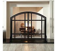 TAIYUESHAN Black Fireplace Screen with Hinged Door, Living Room Decor Spark Fire Guard for Toddler? Puppy? Safety Protection, 99×30×79 Cm