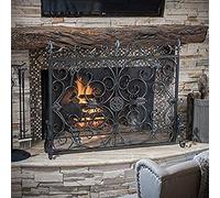 TAIYUESHAN Black Single Panel Fireplace Screen with Mesh Cover, Baby Pet Safety Spark Guard for Open Fire/Gas Fires/Log Wood Burner