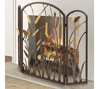 TAIYUESHAN Brown metal Fireplace Screen, Solid Baby Pet Safe Protection Fence, Free Standing Spark Fire Guard for Open Fire/Gas Fires (Color : Brown, Size : 65×31×90cm)