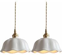 TAIYUESHAN Ceiling Pendant Light Modern Ceramics Pendant Light with Flower Shape Mini White Hanging Lighting for Kitchen Island Brass Ceiling Hanging Lamp for Living Room Dining Room Bedroom