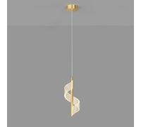 TAIYUESHAN Ceiling Pendant Light Modern LED Chandelier Gold Spiral Pendant Light, Mini Bedside Hanging Lamp Aluminum Long Tube Suspension Lamps with Twisted Acrylic Shade, 3 Color Mode Lighti