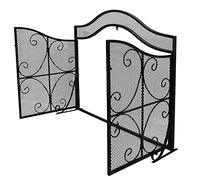 TAIYUESHAN Decor Scroll Design Fireplace Screen with Door, Heavy Duty Safety Fire Place Fence Spark Guard Cover for Fireplace and Stove, 103×25×80cm