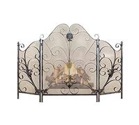 TAIYUESHAN Fire Guard 3 Panel Fire Safe Guard, Foldable Iron Fireplace Screen with Metal Mesh, Indoor Freestanding Spark Guard for Living Room Fireplace (Color : Black)