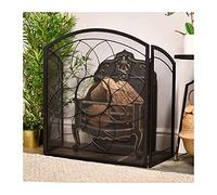 TAIYUESHAN Fire Guard 3 Panel Fireplace Screen, Solid Wrought Steel Fireplace Fence for Baby or Pet Safe, Folding Spark Guard with Metal Mesh Cover, Black (Color : Black)