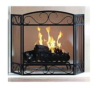 TAIYUESHAN Fire Guard 3-Panel Foldable Black Wrought Iron Fireplace Screen, Outdoor Metal Decor Mesh Spark Guard Cover Solid Safety Proof Fire Place Fence, Tall 31.4inch (Color : Black)