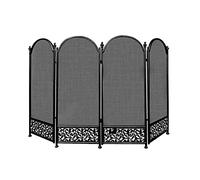 TAIYUESHAN Fire Guard Fireplace Screen, 4 Panel Foldable Wrought Iron Metal Fire Place Standing Gate Decorative Mesh, Solid Steel Spark Guard Cover for Baby and Pet (Color : Black)