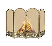 TAIYUESHAN Fire Guard Fireplace Screen, 4 Panel Foldable Wrought Iron Metal Fire Place Standing Gate Decorative Mesh, Solid Steel Spark Guard Cover for Baby and Pet (Color : Black)