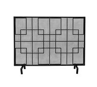 TAIYUESHAN Fire Guard Fireplace Screen Guard 39x30in, Iron Fire Safety Fence, Spark Flame Screen Barrier for Wood and Coal Firing, Stoves, Grills, Easy to Store, Black/Gold
