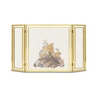 TAIYUESHAN Fire Guard Indoor Fireplace Screen 3 Panel Wrought Iron Large Screen, Outdoor Metal Decorative Mesh Cover Solid Fire Place Fence for Baby and Pet, Black/Gold (Color : Gold)
