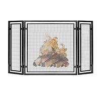 TAIYUESHAN Fire Guard Indoor Fireplace Screen 3 Panel Wrought Iron Large Screen, Outdoor Metal Decorative Mesh Cover Solid Fire Place Fence for Baby and Pet, Black/Gold (Color : Gold)