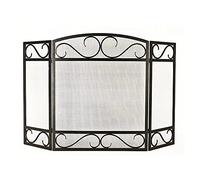 TAIYUESHAN Fire Guard Modern 3-panel Iron Mesh Fireplace Screen Gate, 31.4inch Tall, Indoor Large Flat Fire Spark Guard Folding Metal Frame (Color : Black)