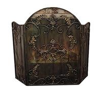 TAIYUESHAN Fire Guard with 3-Panels Folding Design - Free Standing Fireplace Screens Spark Guard Arched, High 60/70/80cm - Brass (Size : L130cm× H80cm)