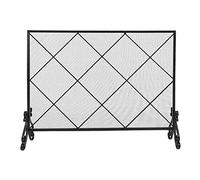 TAIYUESHAN Fire Screen/Spark Fire Guard Fireplace Screen Line Diamond Large Grid Decorative Iron Mesh 105x22.5x81.5CM Fireguard (Color : Black, Size : 105x22.5x81.5CM)