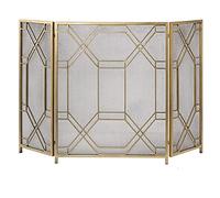 TAIYUESHAN Fireplace Screen 3 Panel Extendable Safety Fire Guard 33.5inch Tall Spark Guard Mesh Decorative Fence for Stove/Gas/Wood Burning (Color : Gold)