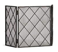 TAIYUESHAN Fireplace Screen 3-Panel Folding Ornate Fire Guard Children Safety Wrought Iron Spark Guard Mesh Fireside Home Decor Black, 48×28 in (Color : Black)