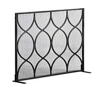 TAIYUESHAN Fireplace Screen Black Fence, Wrought Iron Flat Fire Screens Indoor Spark Safe Decorative Mesh Cover for Baby & Pets 112x84x20cm (Color : Black)